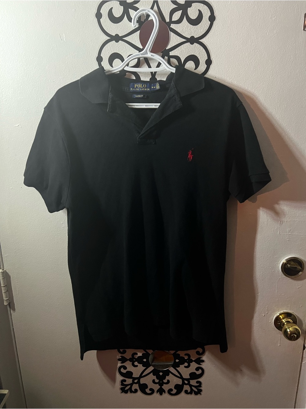 Ralph Lauren Black Polo Shirt with Red Pony Embroidery
